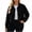 Black, variant on Women's Cropped Jacket Corduroy Button Down Lapel Collar Long Sleeve Casual Shacket Jacket with Pockets
