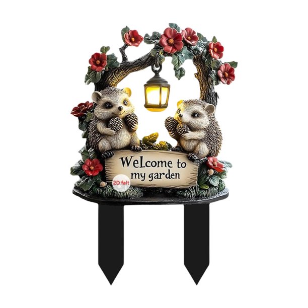 Estaca decorativa de erizo para jardín, letrero decorativo para césped, decoración de planta en maceta 2D 128 x 20 cm