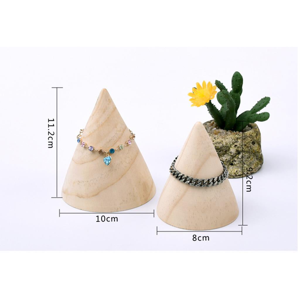 Cone Shape Wooden Jewelry Display Bracelet Stand Holder DIY Crafts J 