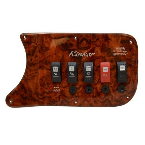 Rinker Boat Push To Reset Breaker Panel 206376C  |  Woodgrain Plastic