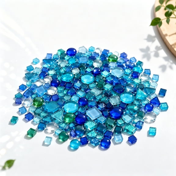 0.55 LB Blue Mixed Irregular Crystal Glass Mosaic Tiles,Blue Mosaic Glass Tiles Pieces Glitter,Tiny Mosaic Tile for Art Crafts,Mosaic Making Projects,Home Decor
