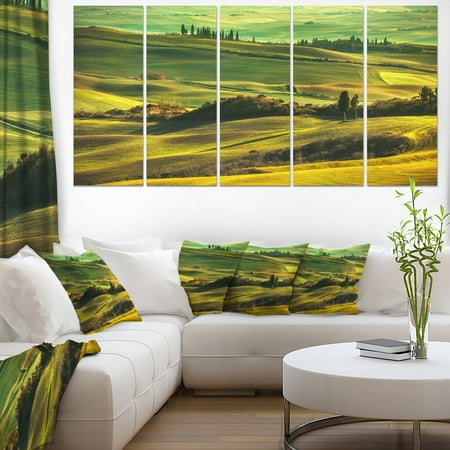 Green Rolling Hills on Misty Sunset - Oversized Landscape Wall Art ...