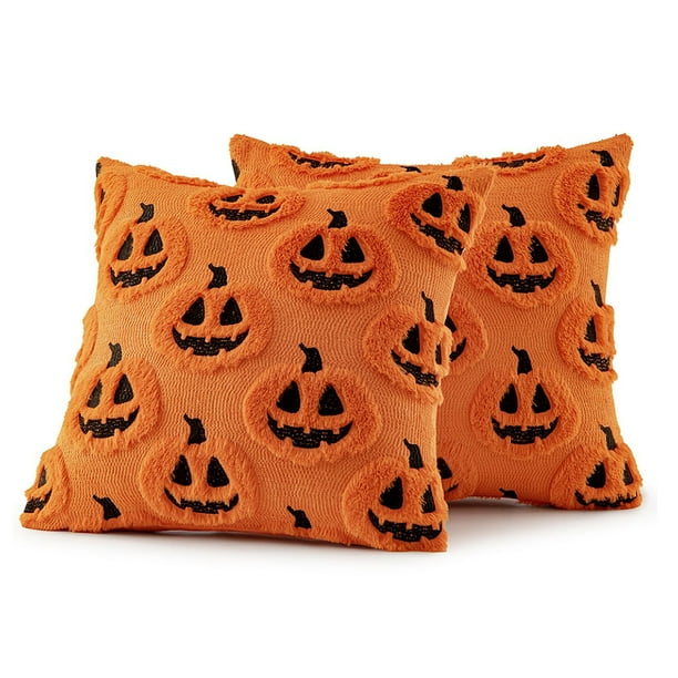 Cubierta Almohada Halloween 2 Piezas 18x18 Pulgadas Tapa Cojín () Naranja