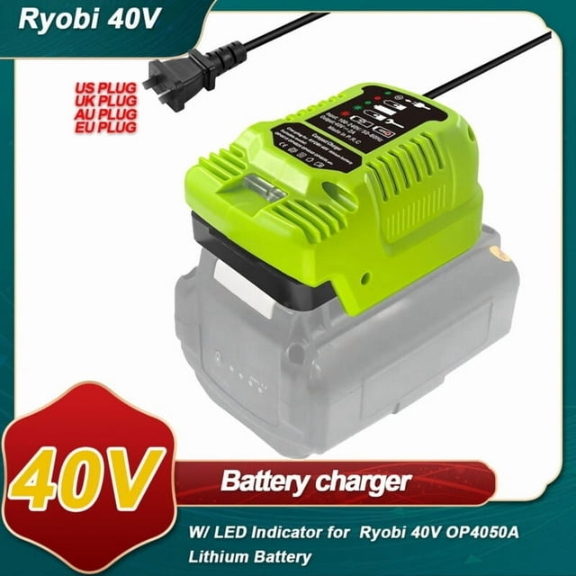 for Ryobi 40V Battery Replacement Charger OP401,Compatible with Ryobi 40V Battery OP4040 OP4050 OP4050A OP40601 OP4026,Portable Mini Fast Charger Adapter (only for 40V Battery not 18V)