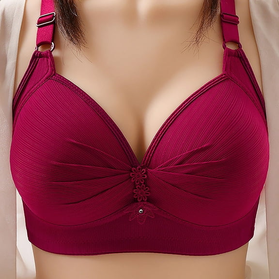 Lightly Padded Bras for Women Cotton Back Closure Bra Back Closure Bra Solid Color Back Bra Plus Size Bra Senior Women Bras Lift Support Bra Back Support Bra Minimalist Back Bra
