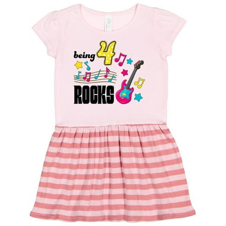 

Inktastic Being Four Rocks- fourth birthday Gift Toddler Girl Dress