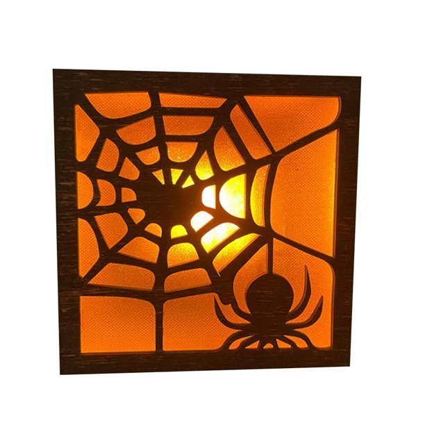 Pared De Lámpara De Madera Con Patrón De Gato Y Murciélago De Bruja Con Luz De Madera Led De Halloween Para Decoración De Fiestas seitruly HA045048-02