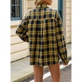 thumbnail image 4 of Womens Button Down Flannel Shirts Long Sleeve Plaid Shackets Business Casual Blouse Top Yellow L, 4 of 8