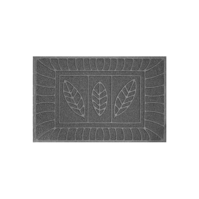 Tapete De Entrada Pvc Si-karai Hojas Gris 90x60cm Antideslizante
