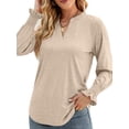 thumbnail image 3 of TEMOFON Womens Tops Long Sleeve Shirts Fall Casual V-neck T-Shirts Loose Puff Long Sleeve Tops Tunic Flowy Blouses Dressy Lightweight Pullover Sweatshirts, 3 of 5