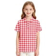 thumbnail image 6 of Trgacdwlo Girls Polo Shirt Plaid Short Sleeve Boys Girls Uniform Shirts Back To School Button Collared Lightweight Teens Outfit, 6 of 8