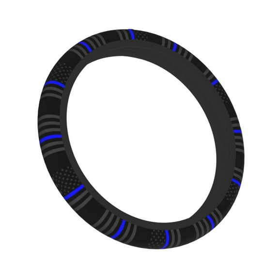 Universal 15 Inch Group Of Thin Blue Line Flag Elastic Stretch Neoprene Steering Wheel Cover For Car Truck Suv