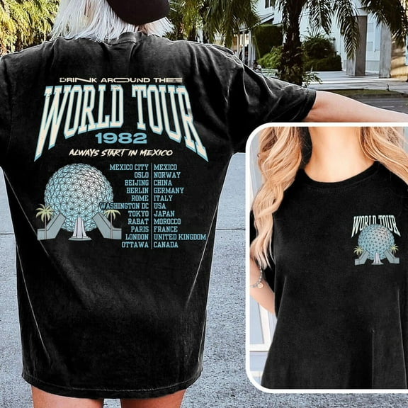 Vintage Epcot Drinking Around The World Tour 2 Slide Shirt, Epcot Drink Shirt, Disney Shirt, Men Women Subtle Disney