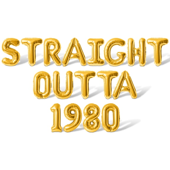 Letter Balloons - STRAIGHT OUTTA 1980 16" Inch Alphabet Letters Foil Mylar Balloon Birthday Party Banner (Gold)