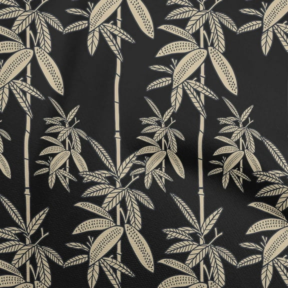 oneOone Polyester Spandex Black Fabric Tropical Palm Tree Fabric For Sewing Printed Craft Fabric By The Yard 56 Inch Wide