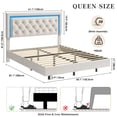thumbnail image 4 of Yeshouse Estructura de cama flotante con cabecero de diamante, plataforma tapizada en bouclé con luces LED inteligentes, soporte de listones de madera maciza, silenciosa, fácil de montar, 4 of 8