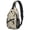 Christmas Holly Pine Leaf Pattern, variant on Christmas Knit Reindeer Gift Pattern Sling Backpack, Unisex Hiking Chest Pack with Side Mesh Pockets, Adjustable Ambidextrous Strap Gift Ideas for Hiking Cycling Walking