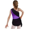 thumbnail image 4 of iiniim Girls Sparkly Lyrical Dance Sleeveless Asymmetrical Gymnastics Leotard Ruched Ballet Dress Purple 14, 4 of 7