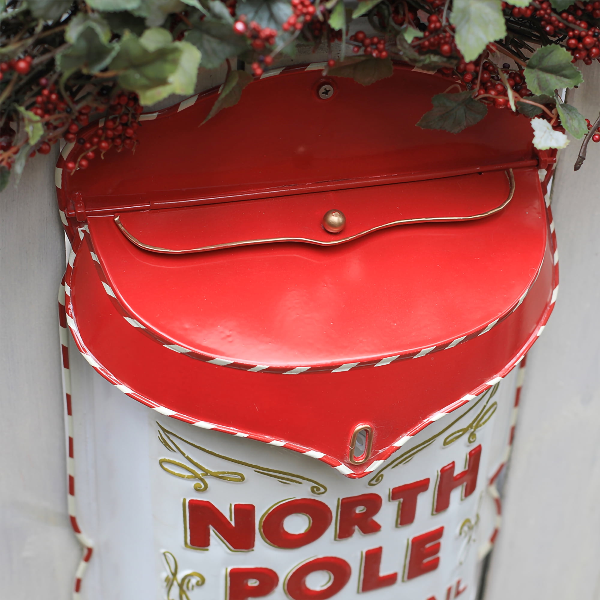 Santa Mailboxes, Vintage Letters to Santa Mailbox Christmas Mailbox for Outdoor Christmas Decoration - Red North Pole Post Box for Porch, Fireplace, Mantel, Farmhouse Christmas Wall Decoration
