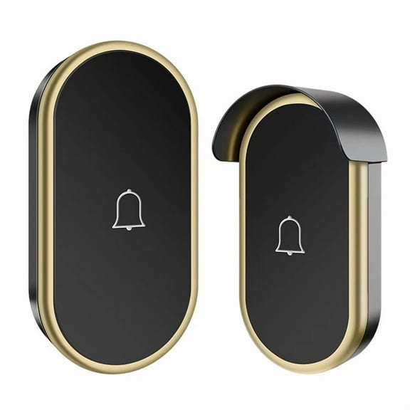 Long Distance Through the Wall Intelligent Electronic Wireless Doorbell Home Pager Mini Doorbell Black Gold US Plug