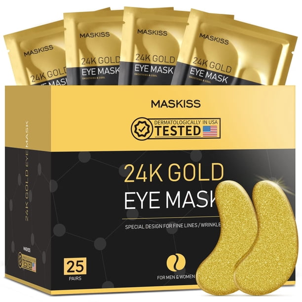 Parches para debajo de los ojos Maskiss, oro de 24 quilates, para debajo de los ojos (25 pares)