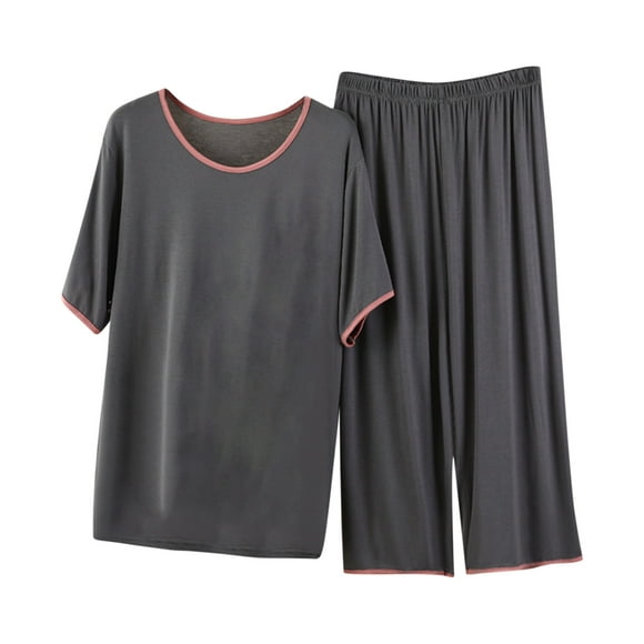 Yuyuzo Women Pajamas Sets Short Sleeve Crewneck Top with Carpi Pants Soft Sleepwear Paj Sets