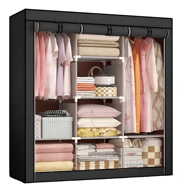 Armario Armable Closet Organizador De Ropa De Acero Inoxidable Xtellar Color Negro
