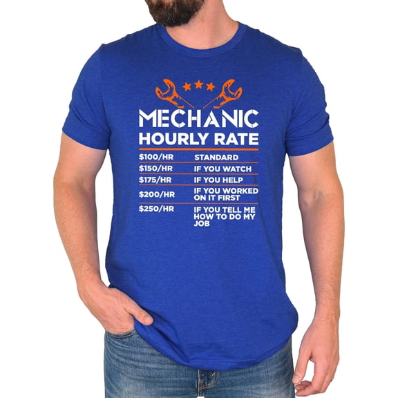 Mechanic Hourly Rate Shirt for Men Viral Sarcastic Price List Tee for Mechanics Vintage Royal Shirt Adult Small