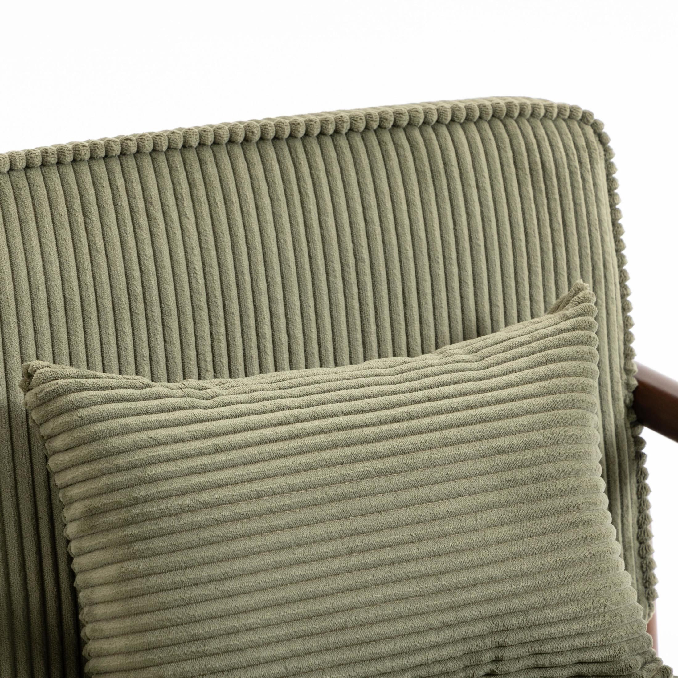 GDF Studio Almere Mid-Century Modern Accent Chair with Under-Seat Storage, Corduroy Reading Armchair, Green