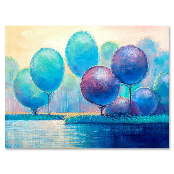 Ornamental Colourful Trees V 12 in x 8 in Painting Canvas Art Print, by Designart