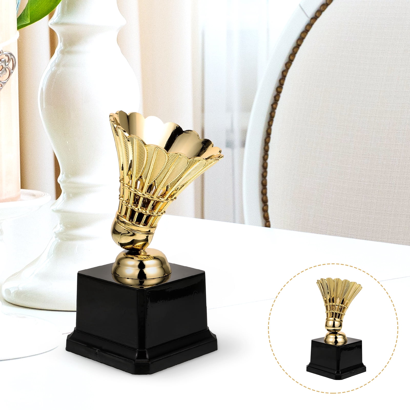 Nicehomfit Golden Badminton Trophy Award Medal for Competitions and Parties 2Pcs