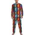 thumbnail image 2 of Pijama de tiburón con acuarela y estampado de arte pop para hombre, conjunto de pijama de manga larga, 2 piezas, estampado de primavera, regalo de cumpleaños, 2 of 5