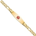 thumbnail image 1 of 14K Yellow Gold Medical Soft Diamond Shape Red Enamel Flat Figaro Link Id Bracelet (7 X 13.5) Made In United States xm580cc-7, 1 of 5