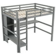 thumbnail image 5 of Harper & Bright Designs Wood Full Size Loft Bed with Desk, High Loft Bed Frame with Storage Shelves, Gray, 5 of 13