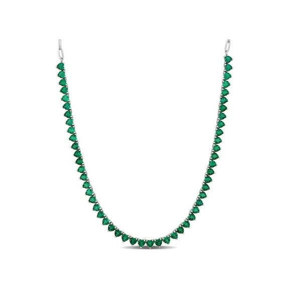 13.36 Carat (Ctw) Lab Created Emerald Heart Necklace in Sterling Silver