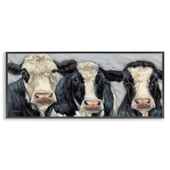 Stupell Industries Ink & Ivory Cow Trio Black Framed Giclee Art, design by Sara G. Designs