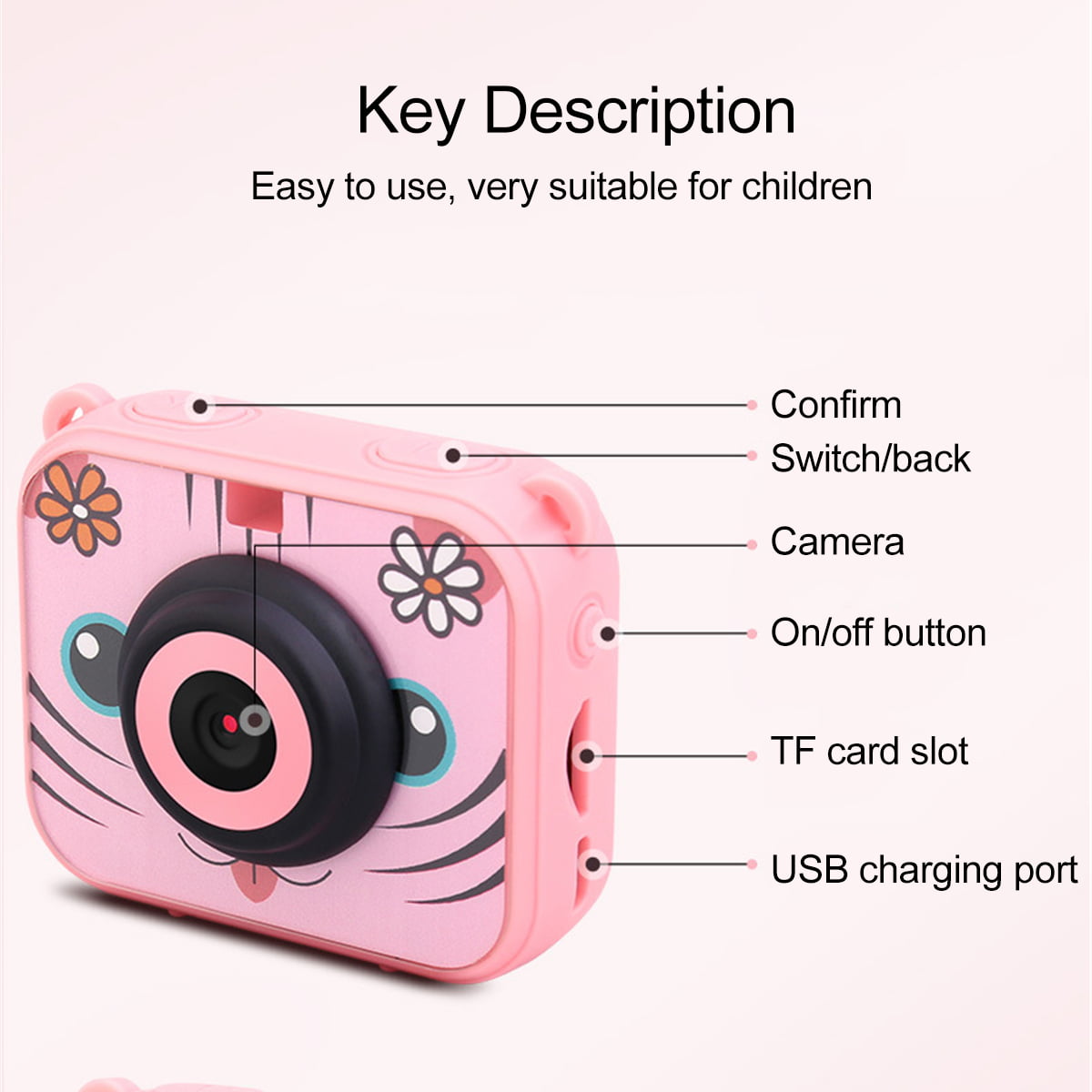 16G Micro SD Card 12MP HD Underwater Action Camera Camcorder with 8X Digital Zoom Easy to Use 2.0 Inch LCD Display Kids Waterproof Camera Digital Camera for 4-10 Years Old Children Orange 