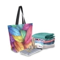 thumbnail image 2 of FORMRS Womens Canvas Tote Bag with Zipper Inner Pocket Shoulder Handbag, Vibrant Leaves Pattern, 2 of 7