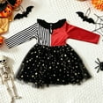 thumbnail image 6 of Y-Sunset Girls Halloween Dress, Long Sleeve Patchwork Striped Dress, Gold Star Tulle Tutu Halloween Outfit, For Trick Or Treat Party Photo Carnival Play(Black1/4-5 Years), 6 of 8