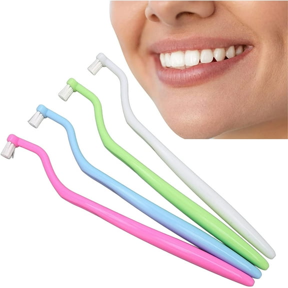 Toothbrush Tufted Brush, 4pcs Orthodontic Brace Cleaning Brush Professional Soft Head Stain Removal Interdental Brush for Detail Cleaning