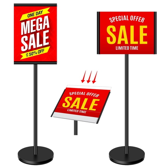 VAIIGO Sign Stand for Display 11x 17 Inch, Pedestal Sign Holder Stand, Adjustable Poster Sign Stand, Floor Standing Sign Holder, Horizontal Vertical