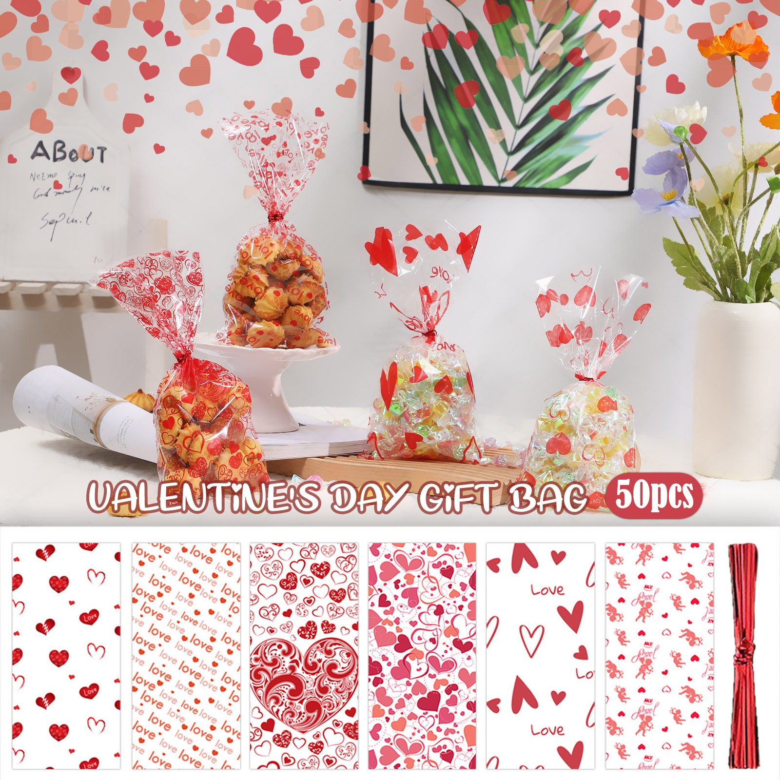 valentine's day cellophane bolsas