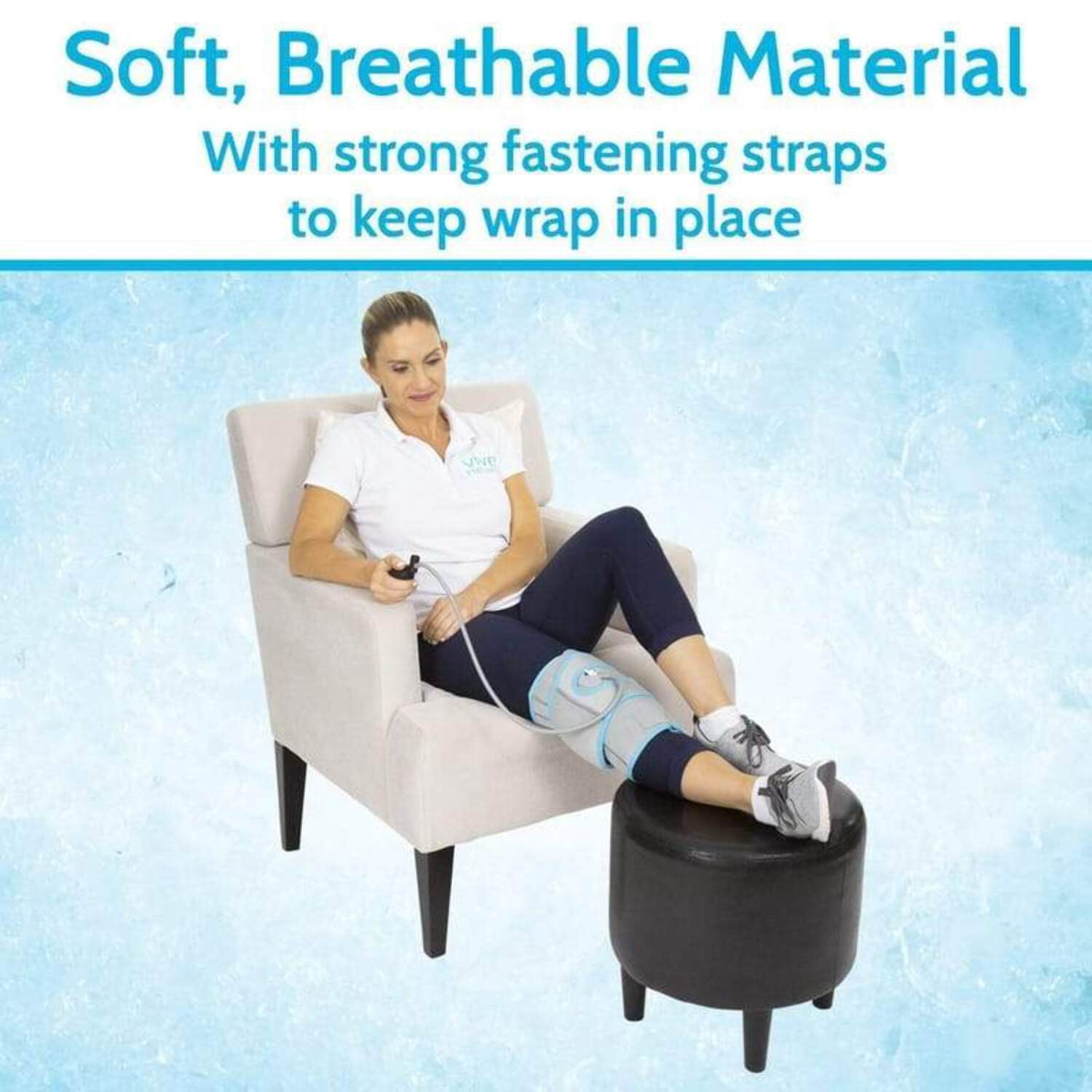 Vive Compression Knee Ice Wrap - Reusable Brace with Air Pump - Hot/Cold Therapy for Men, Women, Pain Relief, Swelling and Recovery Support - Adjustable and Inflatable Pack for Sports Injury Sprains