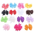 thumbnail image 1 of Pinzas para el pelo con lazo de lunares de 15 colores para niñas y niños con pinzas de cocodrilo y cinta de grogrén., 1 of 7