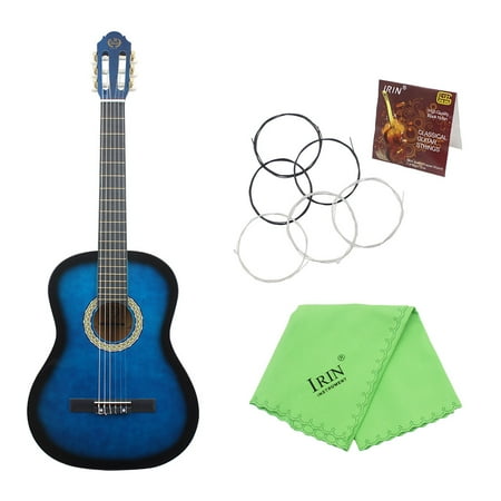 KKmoom 39" 6-String Solid Wood Basswood Classical Guitar 19 Frets Nylon Copper Alloy String