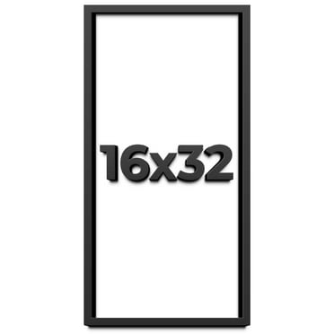 16x32 Shadow Box Frame Black | 1 inches Deep Real Wood Contemporary Shadowbox Display Frame | UV