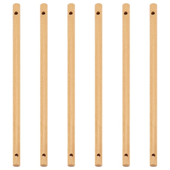 6PCS Wooden Dowels with Two Holes 11.8inch Navajo White Round Wooden Rod Sticks