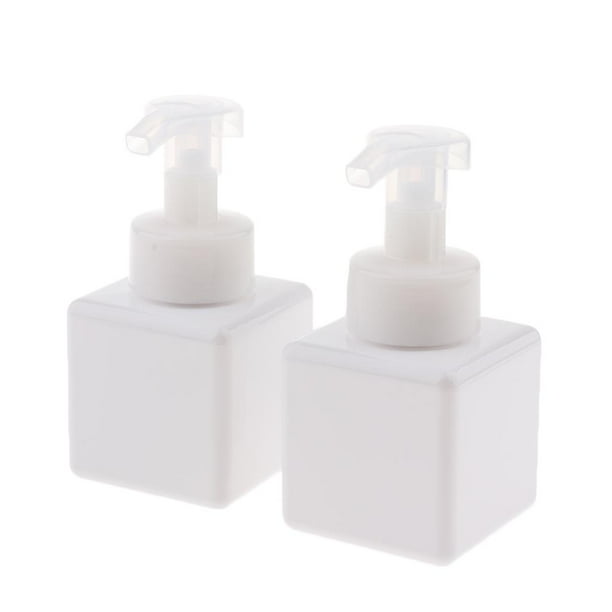 2 botellas de bomba de espuma para champú corporal, 250 ml, cuadradas para baño, cocina Blanco jinwen Frasco cuadrado de la bomba