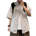 thumbnail image 1 of Camisa a rayas para hombre, camisas informales de moda de media manga con botones para hombre para verano, 1 of 8