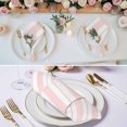 thumbnail image 3 of Cloth Napkins Set of 8 - 20x20 Inches, Pink Striped Washable Reusable Table Napkins, Blue Geometric Line Stripes Farmhouse Soft & Absortbent Dining Napkin for Party Wedding Hotel Restaurant, 3 of 9